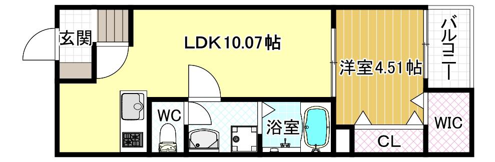 FSTYLE高見の里2号館(1LDK/3階)の間取り写真