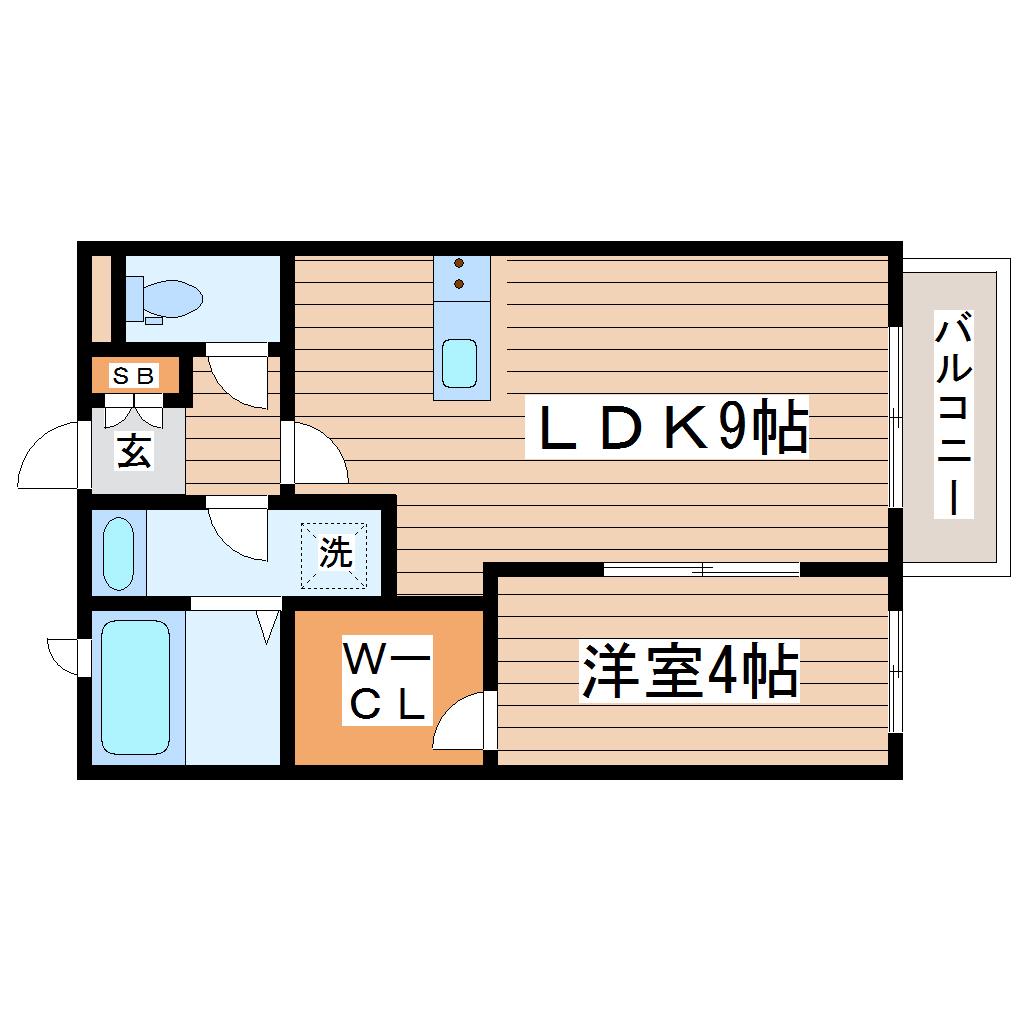 アーシャル八乙女(1LDK/2階)の間取り写真