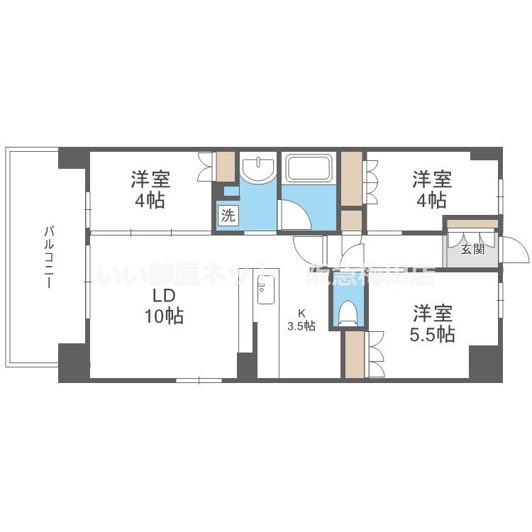 アーバンパーク淡路(3LDK/4階)の間取り写真