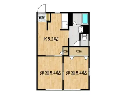 ソフィアヒルズB(2DK/1階)の間取り写真