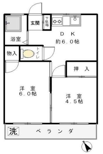 高橋ハイム(2DK/2階)の間取り写真