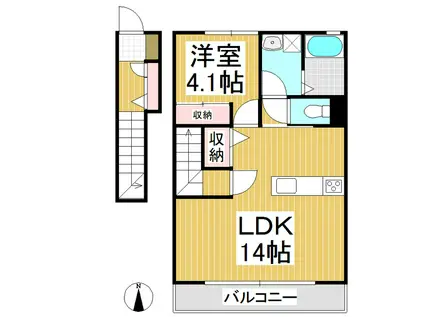 Wベリー(1LDK/2階)の間取り写真