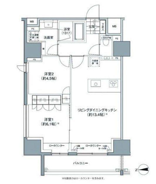 パークハビオ東中野(2LDK/13階)の間取り写真