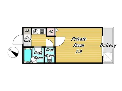 コンフォールきたんまち(1K/3階)の間取り写真