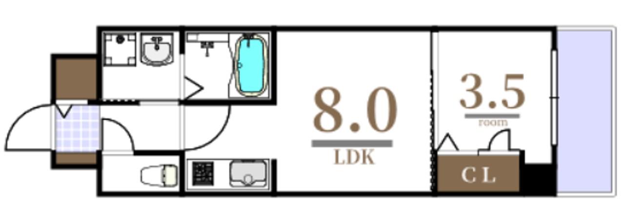 S-RESIDENCE広島駅DILETTO(1LDK/4階)の間取り写真