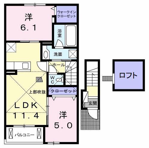 プランドール葵(2LDK/2階)の間取り写真