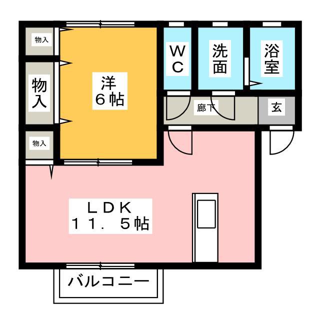 カームハイツIII(1LDK/1階)の間取り写真