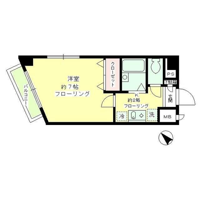 クレスト初台(1K/2階)の間取り写真