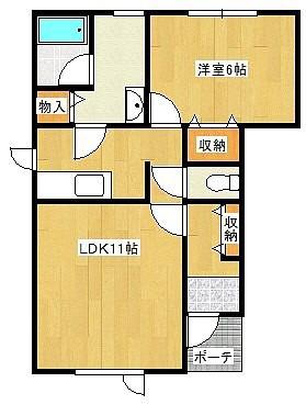 フォルトゥーナ上厚真(1LDK/1階)の間取り写真