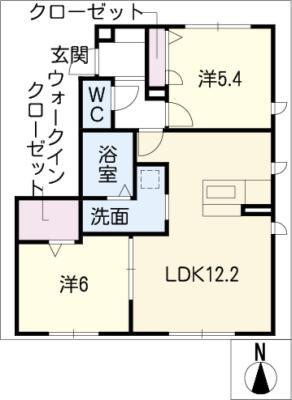 コーポラス岩成台A棟(2LDK/1階)の間取り写真
