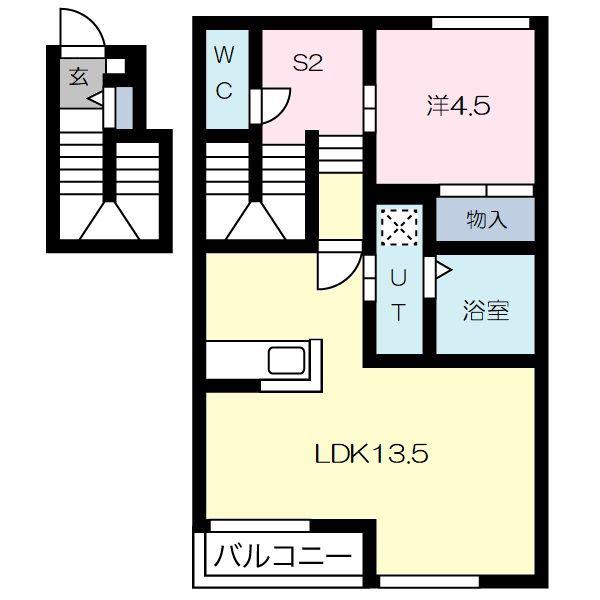 RIZ HARMONIE(1LDK/2階)の間取り写真