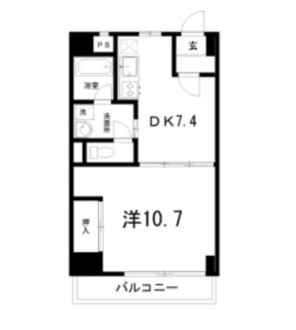 アスターハウス(1DK/2階)の間取り写真
