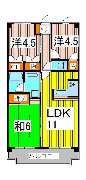 南与野サニーコート(3LDK/2階)の間取り写真