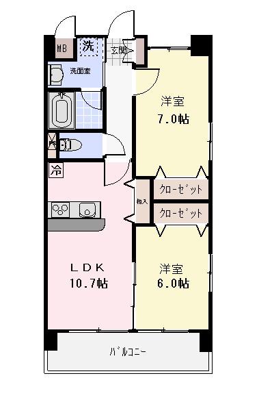 メゾン ド ファミーユ(2LDK/6階)の間取り写真