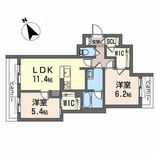 シャーメゾンセレナヴィラ(2LDK/3階)の間取り写真