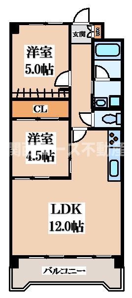 セジュール(2LDK/3階)の間取り写真