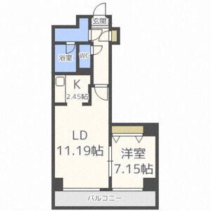 SQUARE MS614(1LDK/9階)の間取り写真