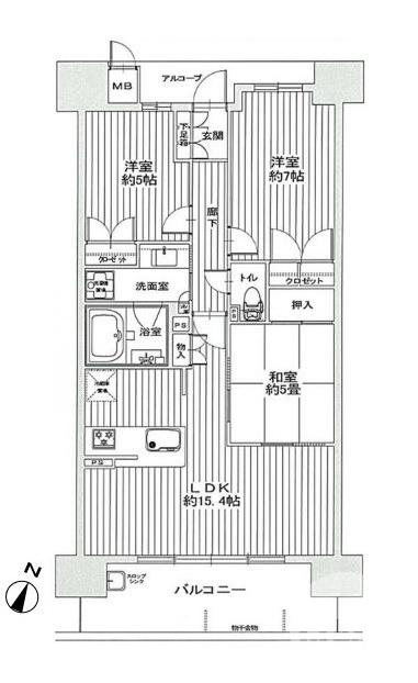 メゾンドール堺ザビエル公園(3LDK/8階)の間取り写真