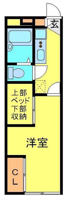 レオパレス流鏑馬(1K/1階)の間取り写真