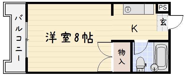 本松ビル(ワンルーム/1階)の間取り写真