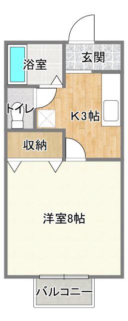 メイプルTSS(1K/2階)の間取り写真