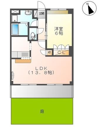 スプランドゥールティア(1LDK/2階)の間取り写真