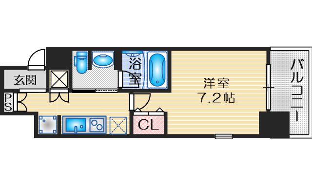 ルナコート江坂(1K/2階)の間取り写真