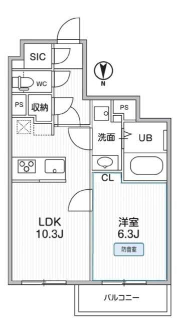 THE PALMS MUSE 新江古田(1LDK/1階)の間取り写真