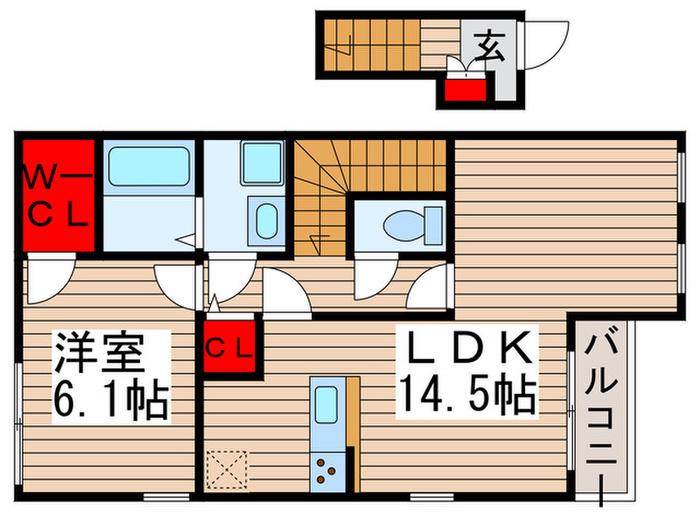 ディアコート(1LDK/2階)の間取り写真