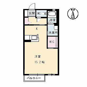 アルトベール青江(ワンルーム/2階)の間取り写真