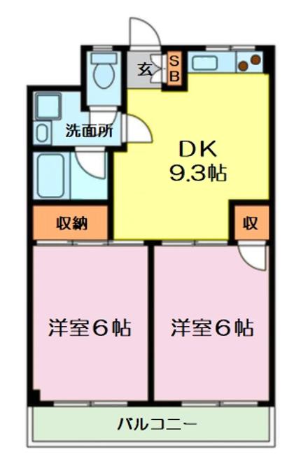 ニューライフ赤塚マンション(2DK/2階)の間取り写真
