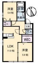 ノーブル田の上(2LDK/1階)の間取り写真