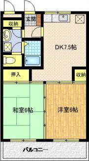 パティオ(2DK/2階)の間取り写真