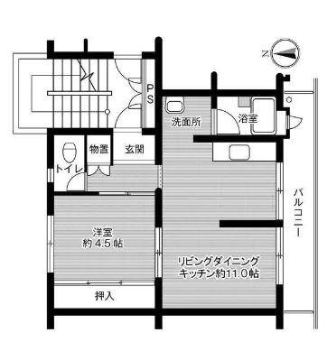 ビレッジハウス広江2号棟(1LDK/3階)の間取り写真