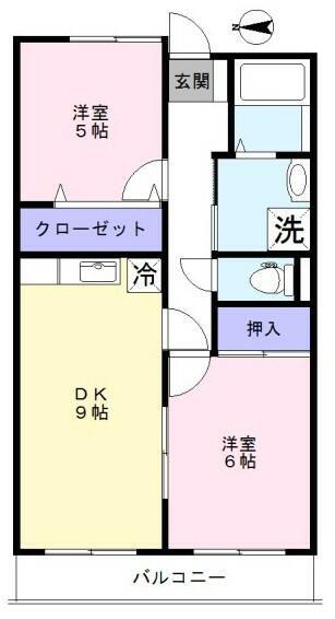 ルプソアール(2DK/3階)の間取り写真