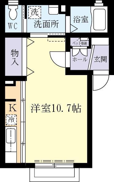 SHA・MAISON-U(ワンルーム/1階)の間取り写真