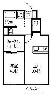 ウイン・ブリッジ安積(1LDK/1階)の間取り写真
