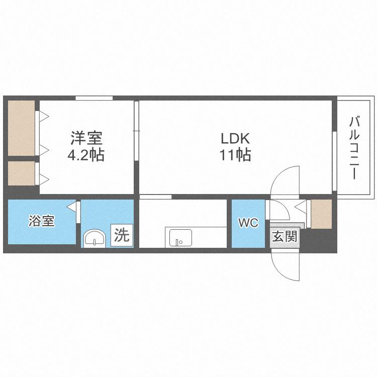 テラ ブライト(1LDK/4階)の間取り写真