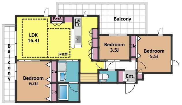 初台2丁目メゾン(3LDK/4階)の間取り写真