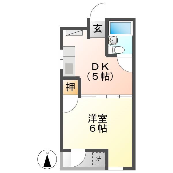 エステート65(1DK/3階)の間取り写真