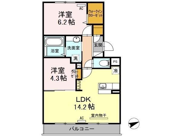 ブランネージュA.B(2LDK/2階)の間取り写真