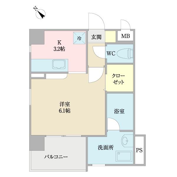 WITH YOU(1K/3階)の間取り写真