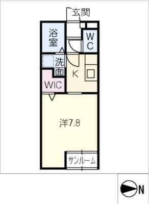 MYヒノリア(1K/1階)の間取り写真