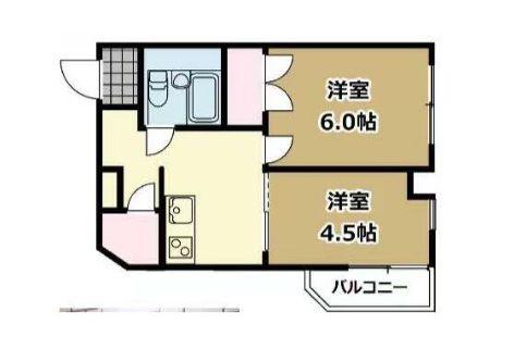 光建ハイムブリリアンス上池袋(2DK/6階)の間取り写真