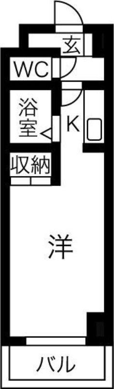 ビバリーヒルズ(1K/3階)の間取り写真