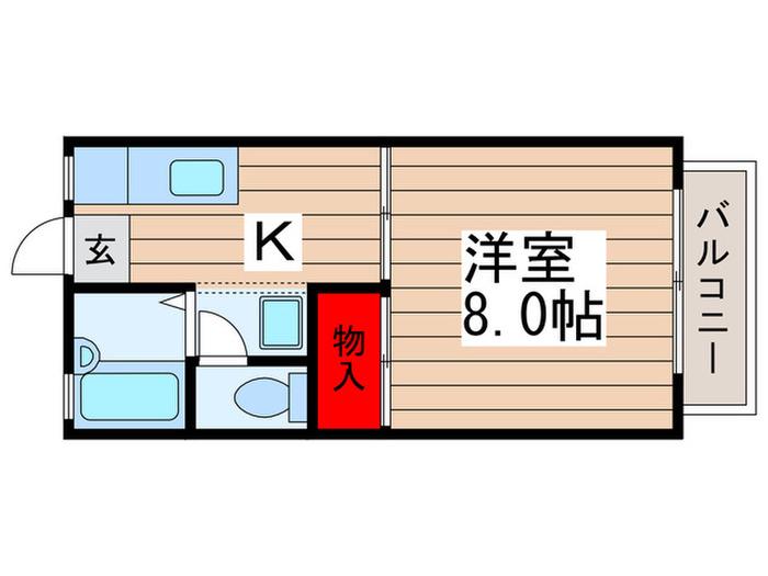 パークサイド六高台(1K/1階)の間取り写真