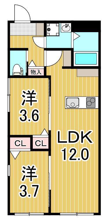 リザーブ北綾瀬(2LDK/3階)の間取り写真