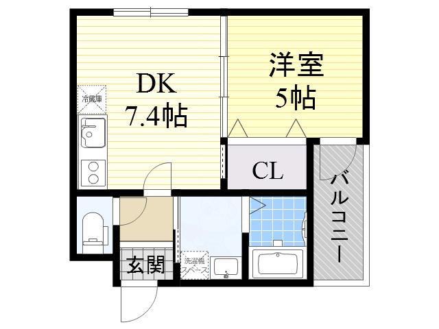 フジパレス山之内2番館(1DK/3階)の間取り写真