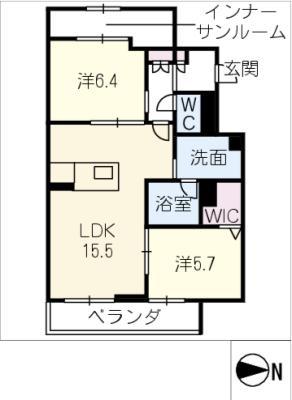 リラフォート刈谷(2LDK/2階)の間取り写真
