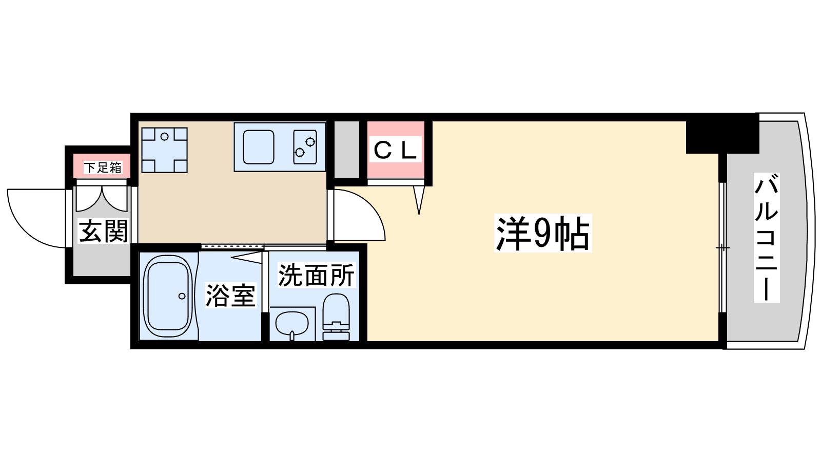 アプリーレ南森町(1K/6階)の間取り写真